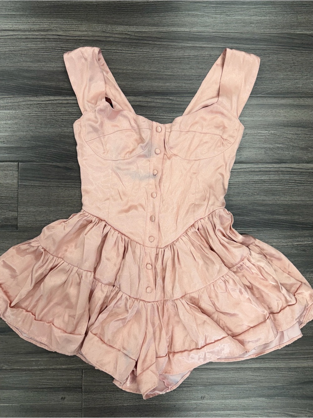 Vanessa Mooney Pink Satin Romper Dress - Small